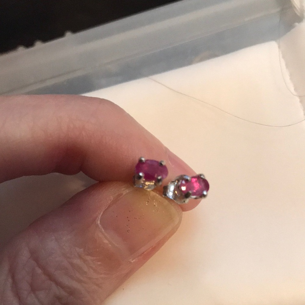Ruby earrings sterling posts. New
